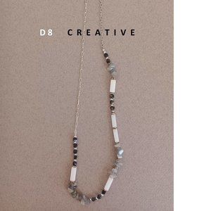 Men's or women labradorite with gold obsidian and agate sterling silver necklace